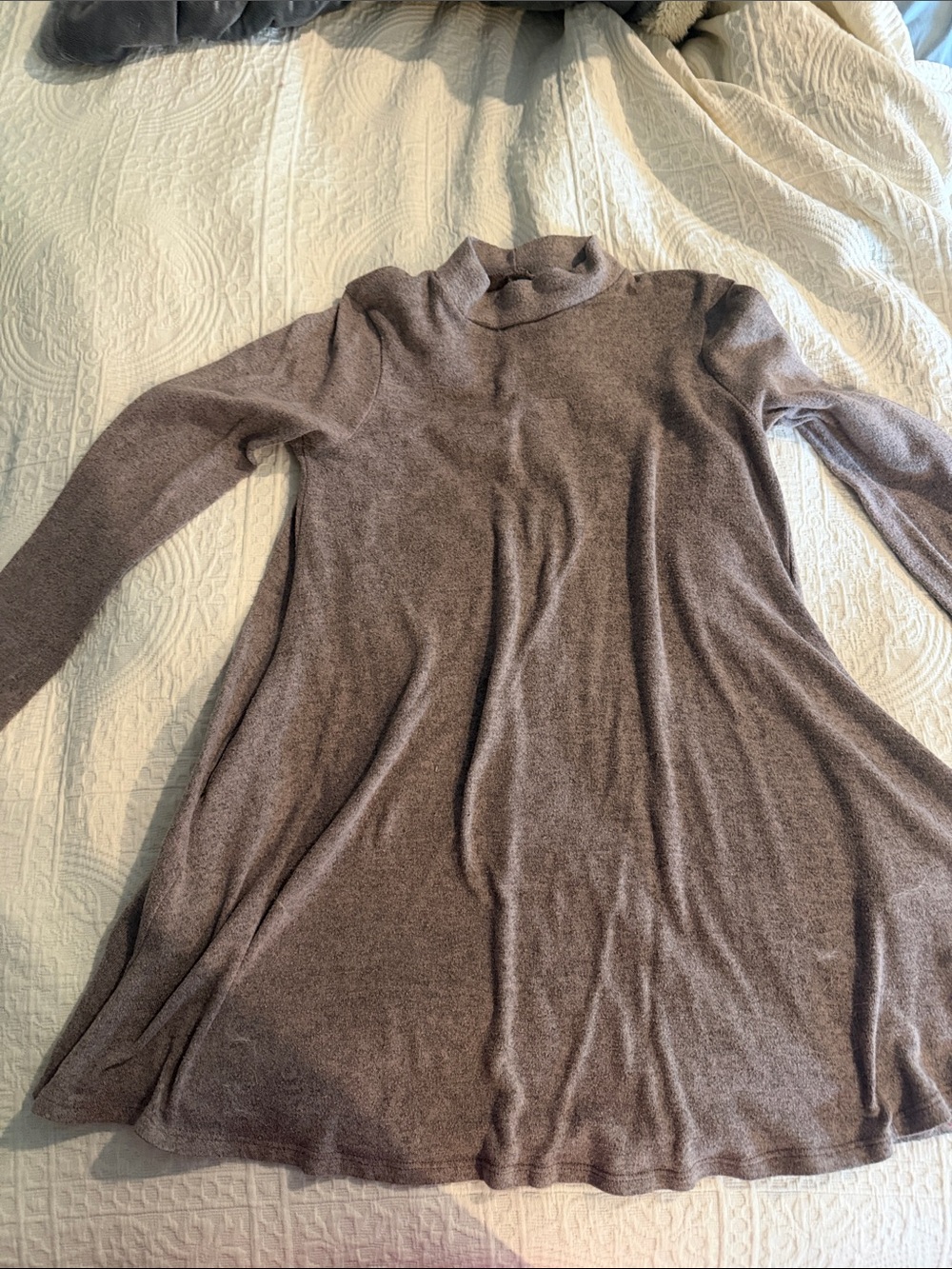 Soft Mock Neck Swing Tunic in Beige
